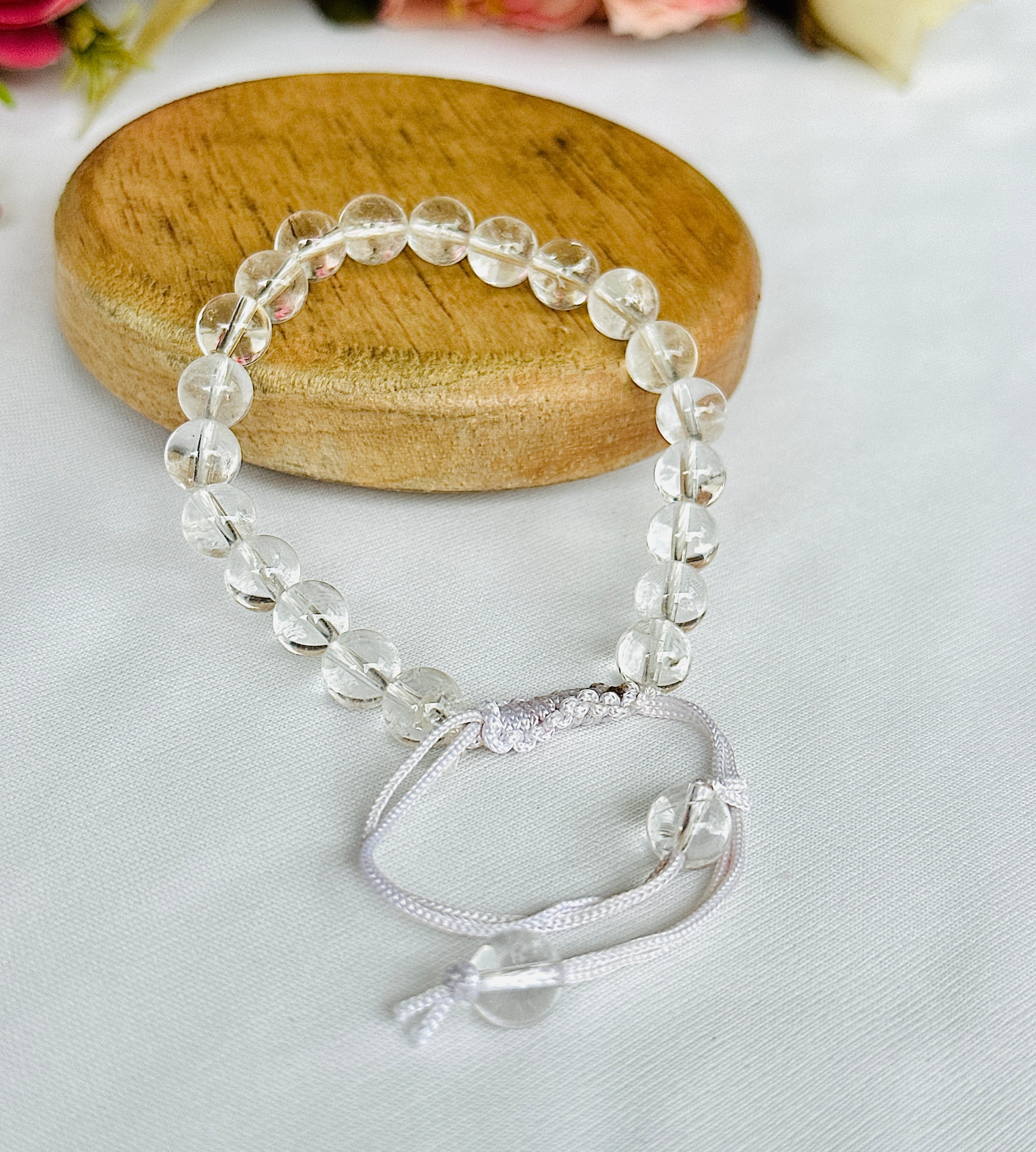 Removes Depression, Anger & Anxiety: Clear Quartz Thread Bracelet - Abhimantrit & Certified